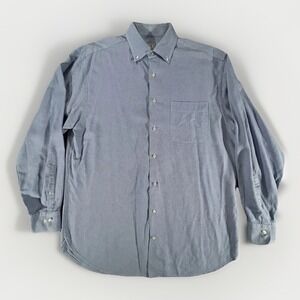 Peter‎ Millar Perfect Pinpoint Button Front Shirt Large 100% Cotton Blue
